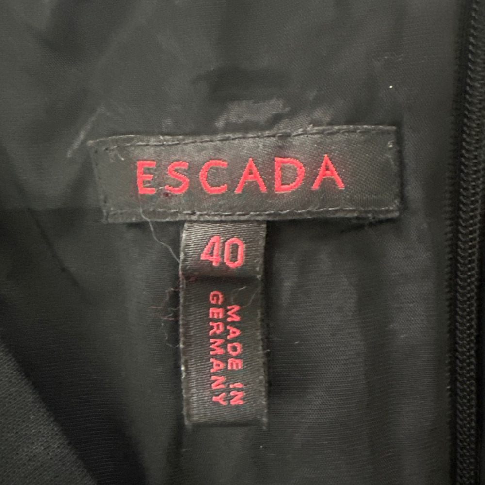 Escada Top Womens US 10 Black Crepe Sleeveless Peplum Minimalist Quiet Luxury - Picture 8 of 12